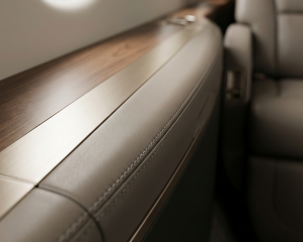 Luxury material palette for UHNW private aviation