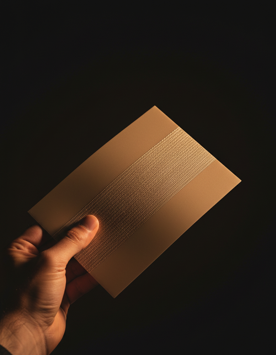 Holding the line, a finished material sample assessed in directional light